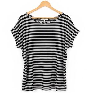 LEI Black and Gray Striped Short Sleeve Tee